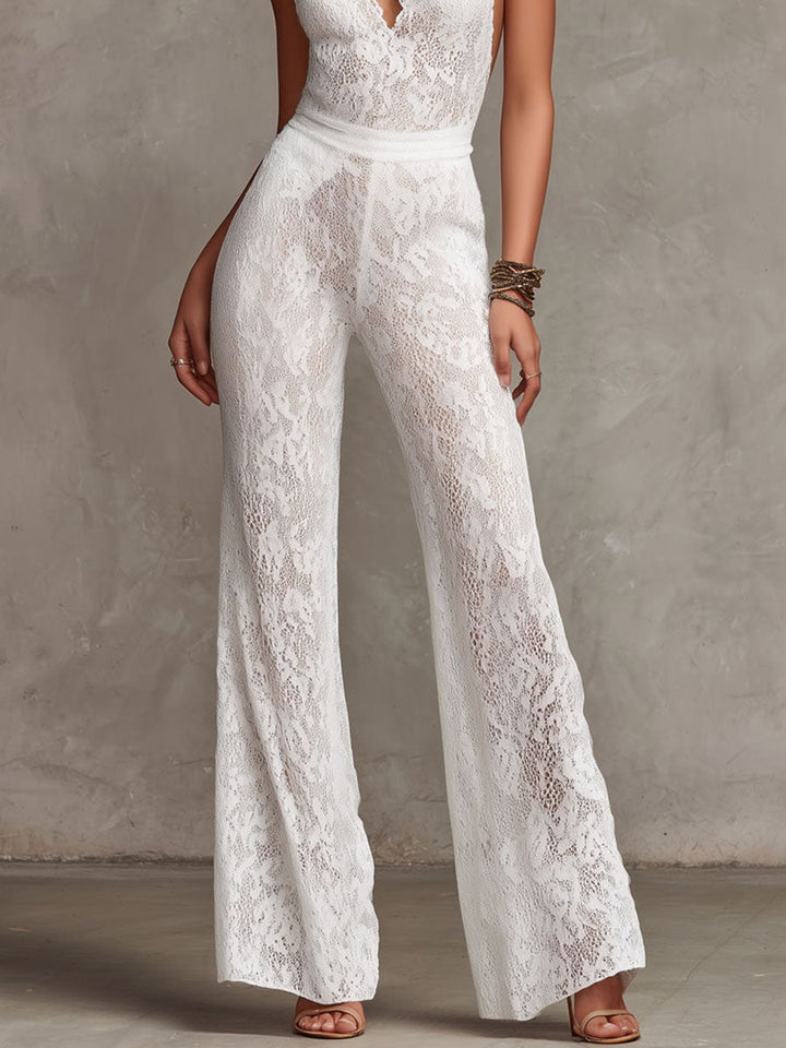 Nic | Women's Lace Halter Keyhole Jumpsuit