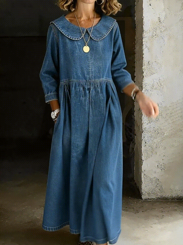 Clara | Women's Peter Pan Collar Denim Dress