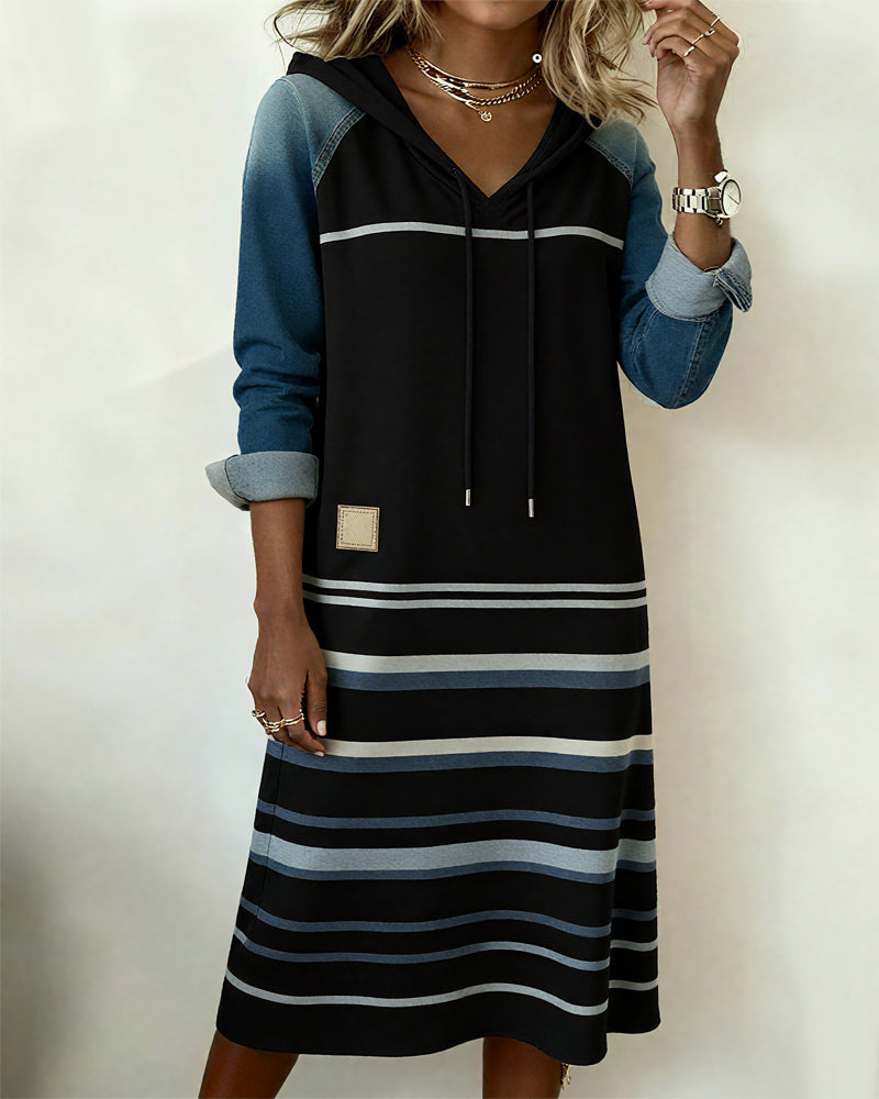 Camila | Women's Striped Hooded Knit Dress