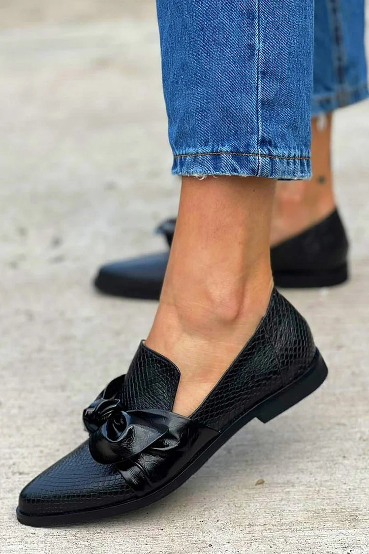 Belle | Women's Black Bow Loafers