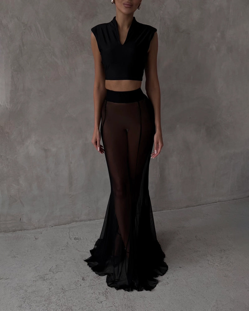 Romy | Women's Blazer and Sheer Skirt Set