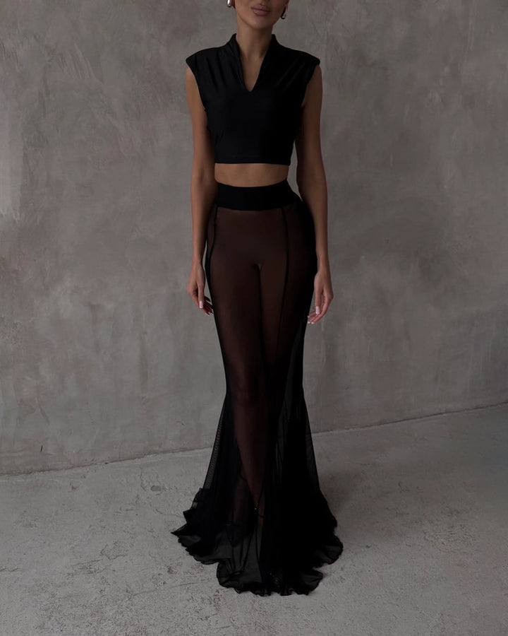 Romy | Women's Blazer and Sheer Skirt Set