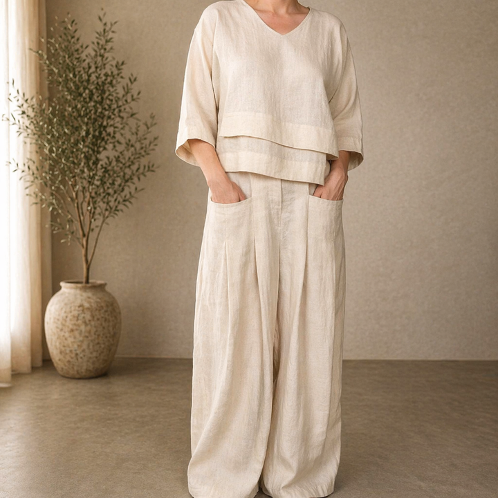 Clara | Women's Wide-Leg Minimalist Two-Piece Set