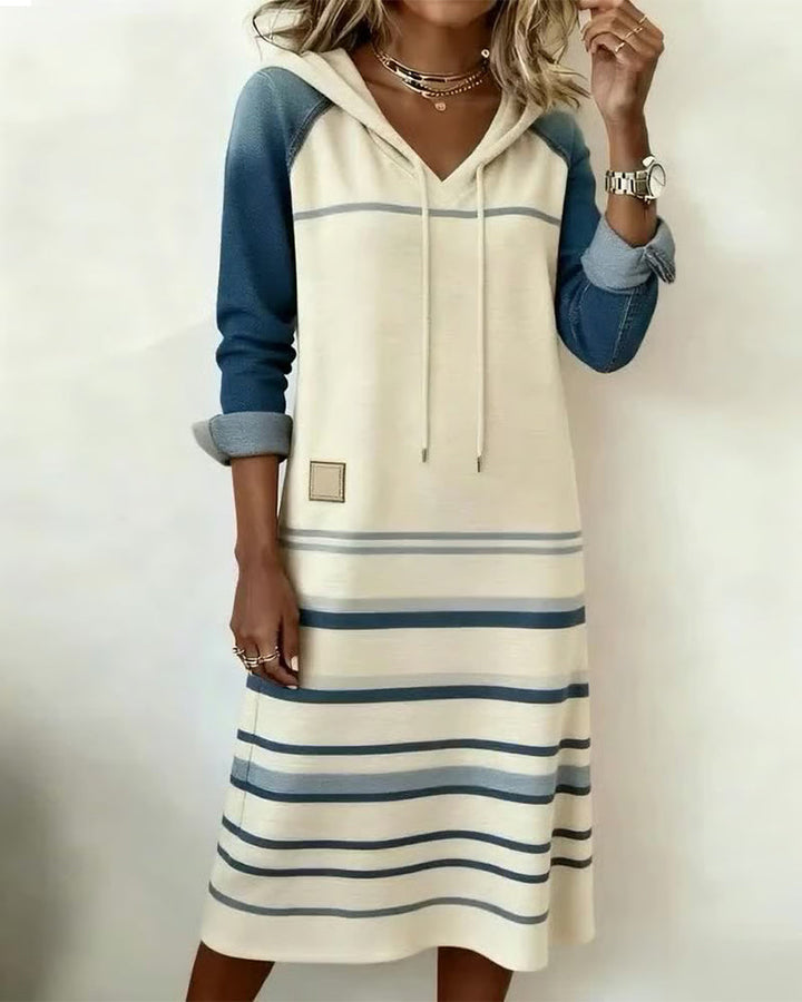 Camila | Women's Striped Hooded Knit Dress