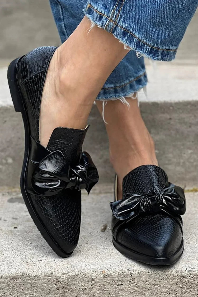 Belle | Women's Black Bow Loafers