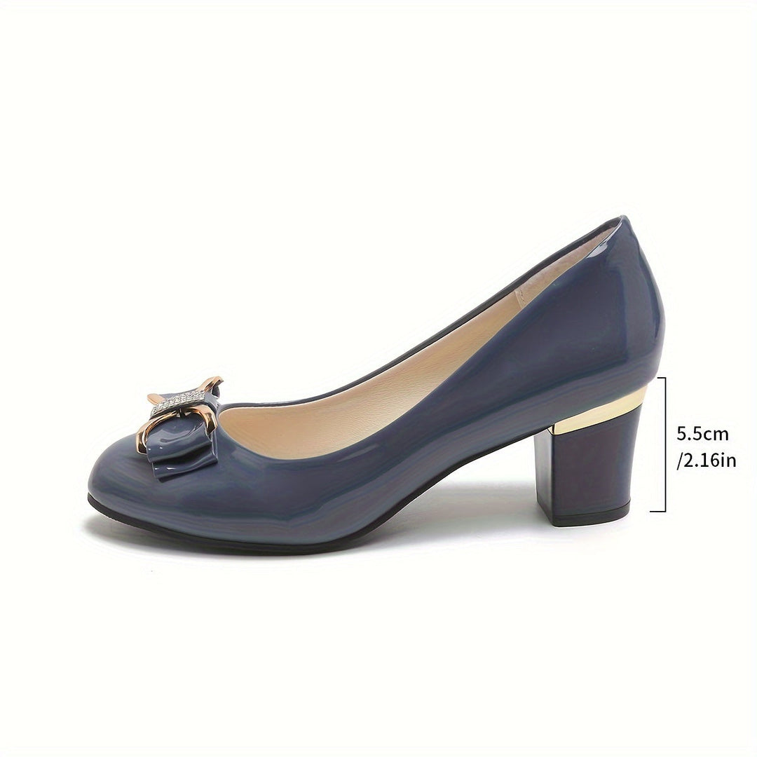 Evelyn | Women's Bow Detail Mid-Heel Pumps