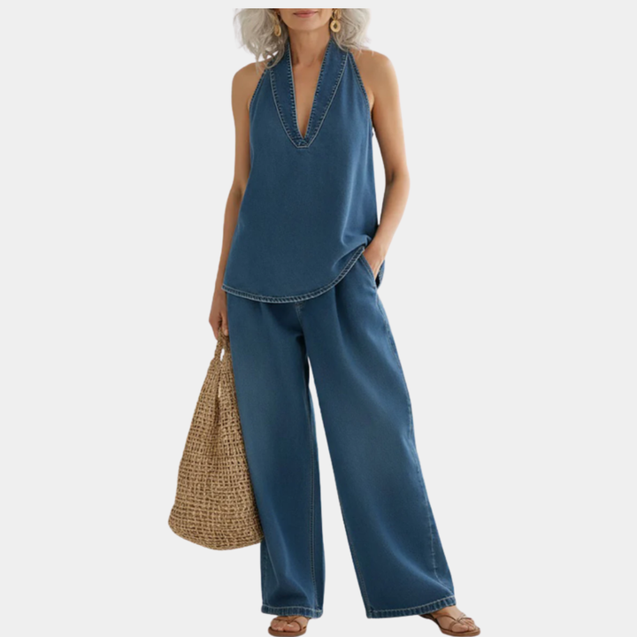 Ivy | Women's Vintage Washed Denim Two-Piece Set