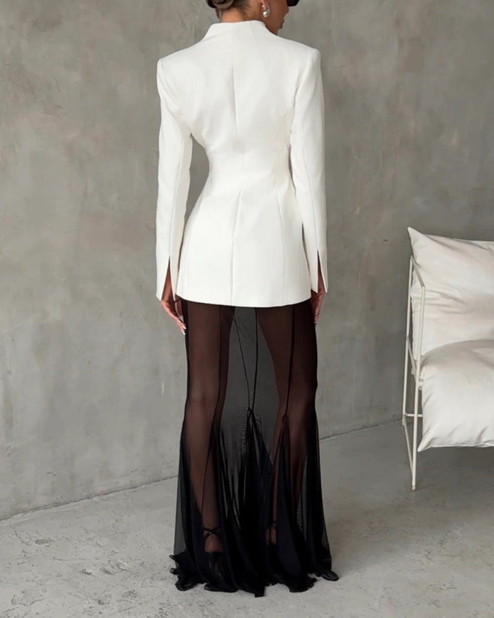 Romy | Women's Blazer and Sheer Skirt Set