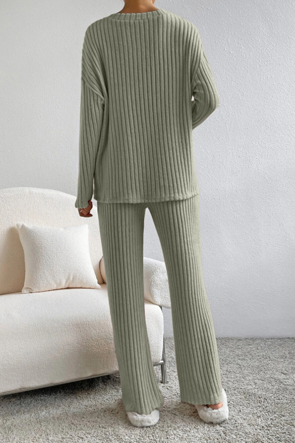 Lyra | Women's Ribbed V-Neck Top and Pants Set
