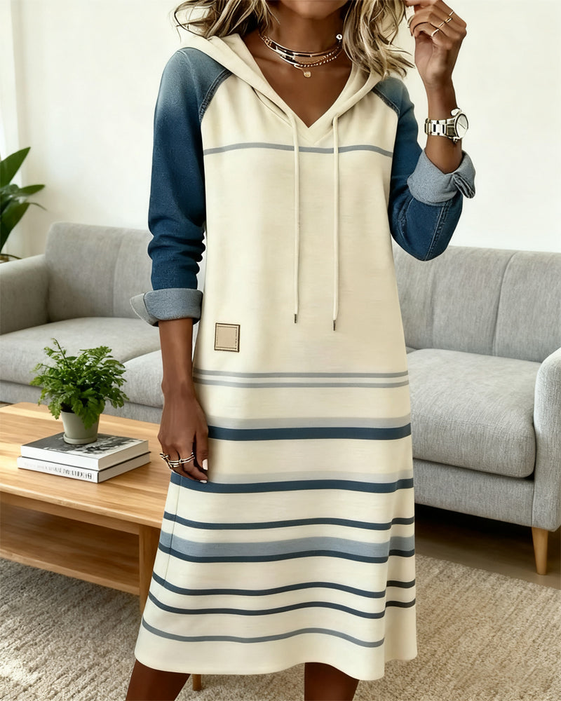 Camila | Women's Striped Hooded Knit Dress