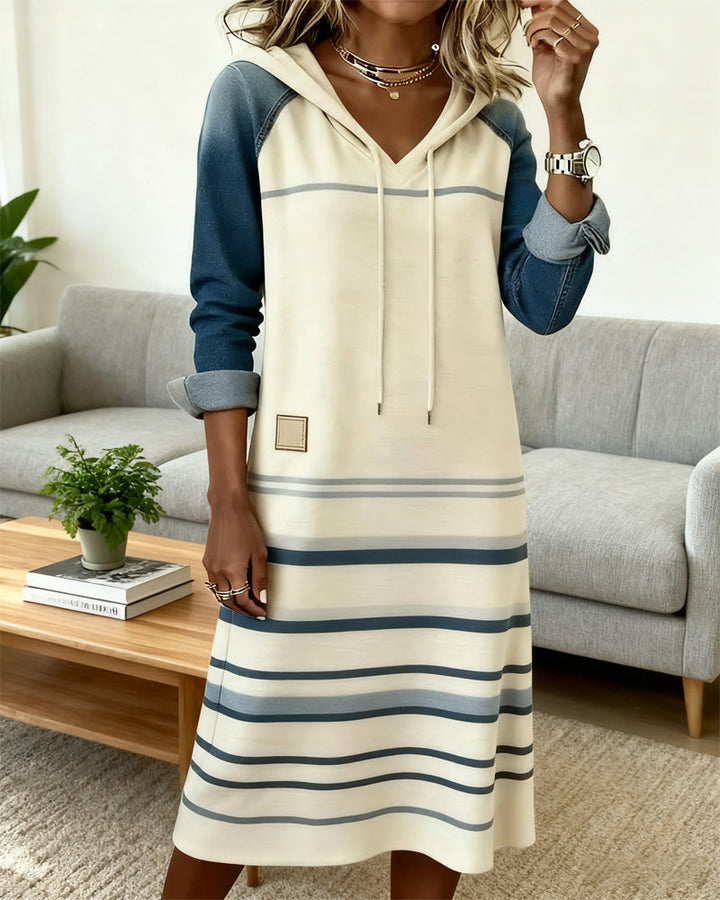 Camila | Women's Striped Hooded Knit Dress