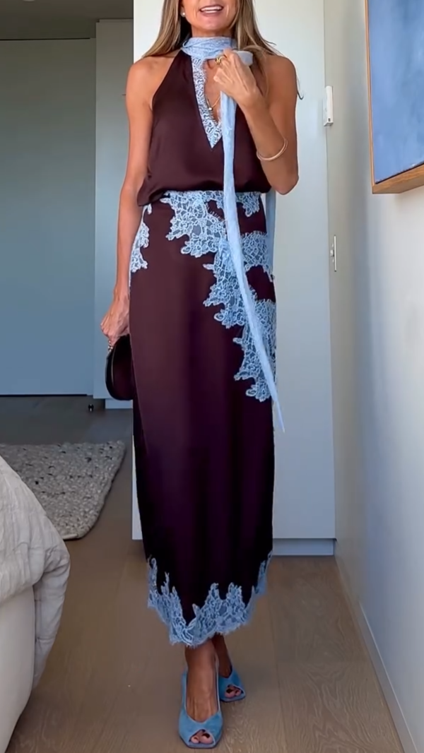Avalon | Women's Lace Panel Top and Skirt Set