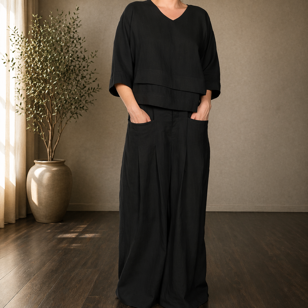 Clara | Women's Wide-Leg Minimalist Two-Piece Set
