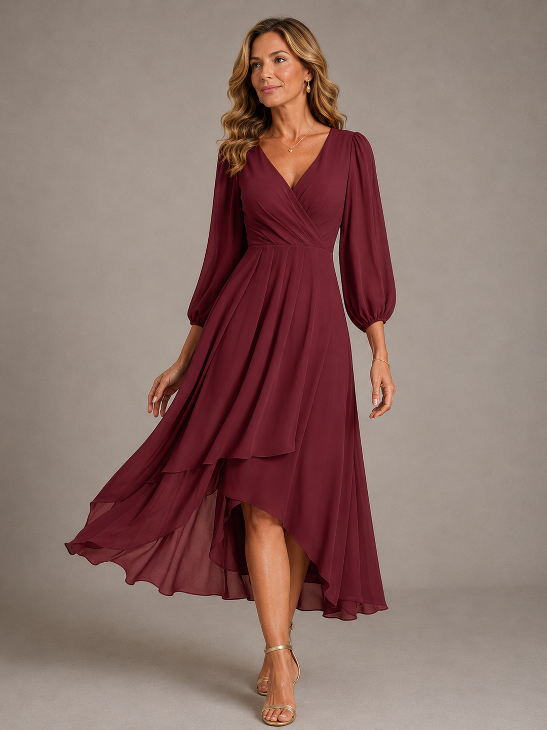 Mia | Women's V-Neck Flowing Maxi Dress