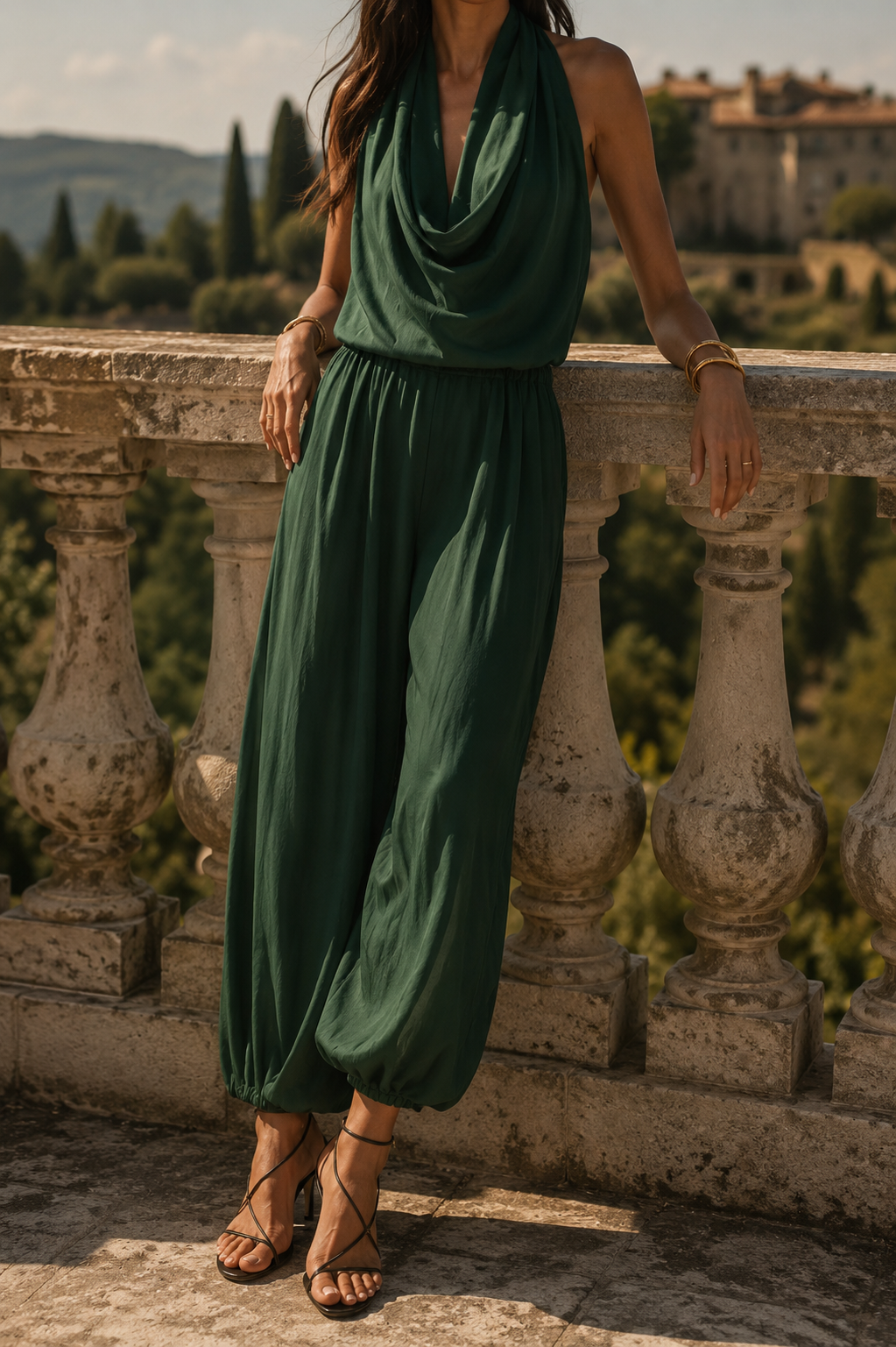 Tranquility | Women's Draped Neck Flowing Two-Piece Set