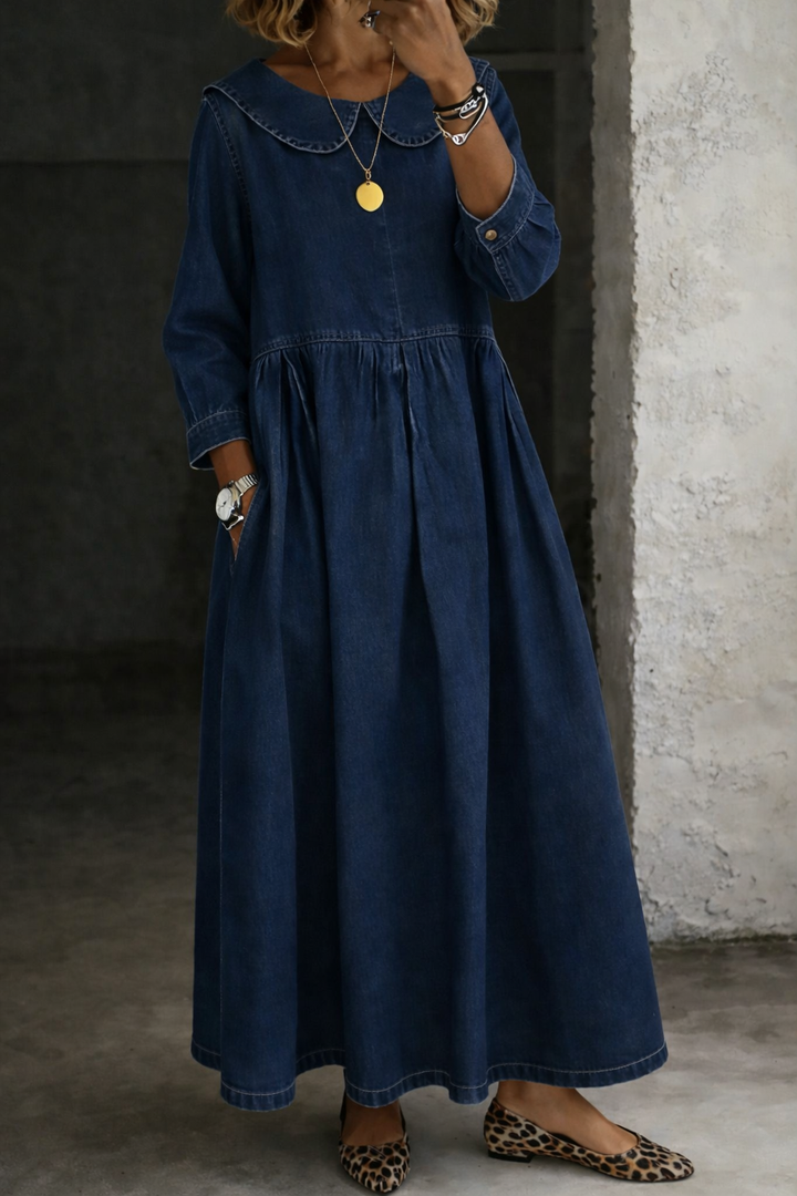 Clara | Women's Peter Pan Collar Denim Dress