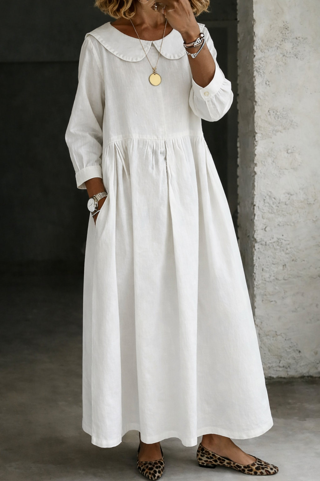 Clara | Women's Peter Pan Collar Denim Dress