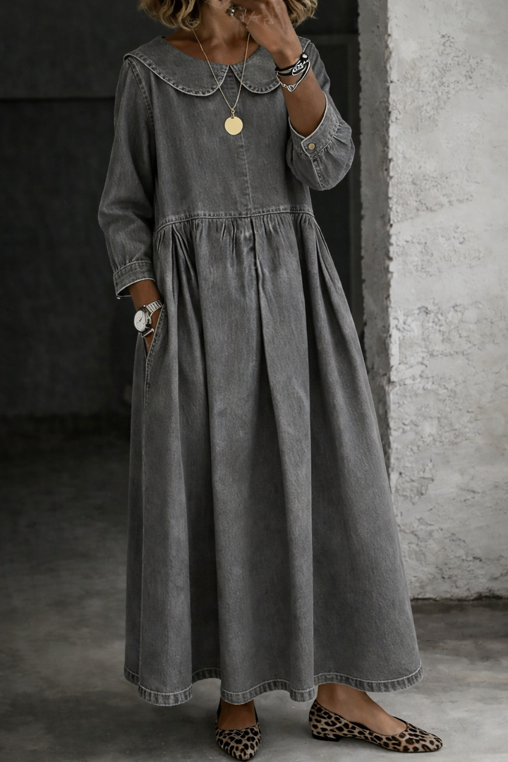 Clara | Women's Peter Pan Collar Denim Dress