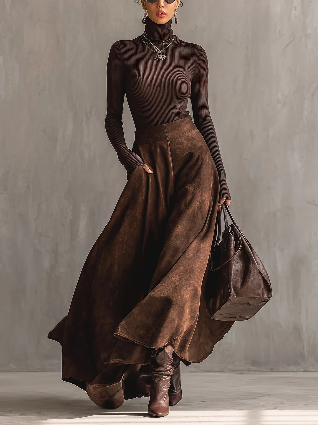 Brooklyn | Women's Distressed Midi Skirt Two-Piece Set