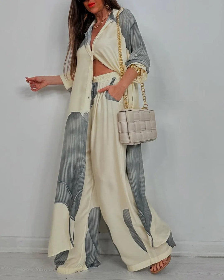 Trisha | Women's V-Neck Patchwork Two-Piece Set