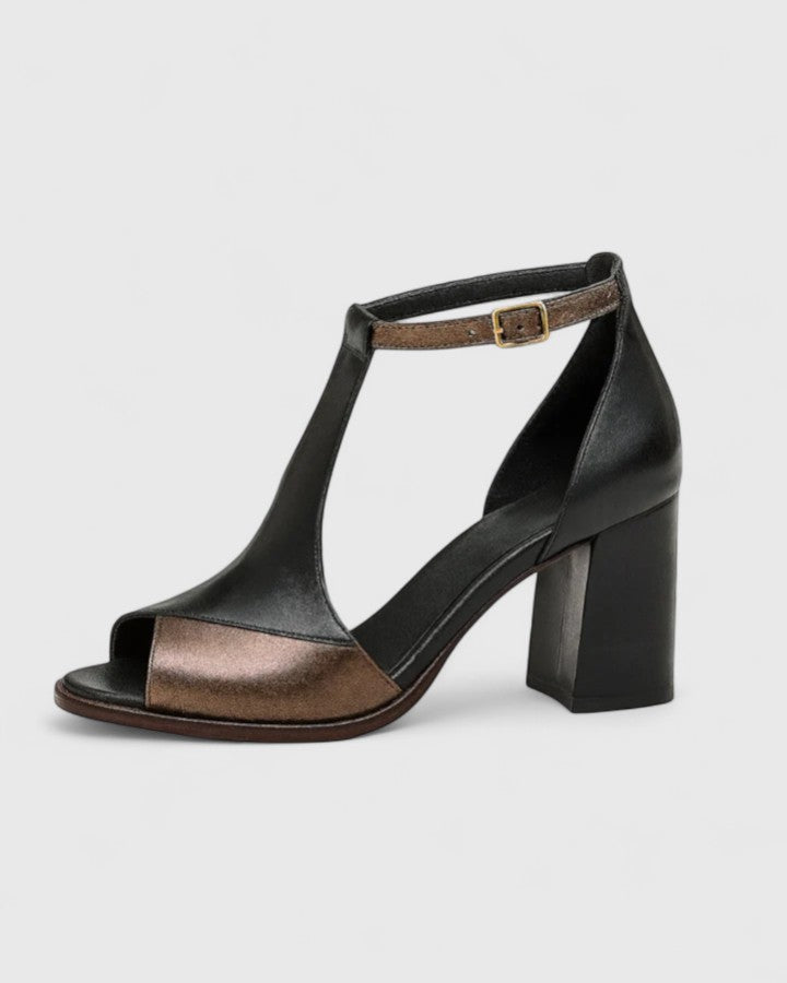 Catherine | Women's Ankle-Strap Wide-Heel Black Pumps