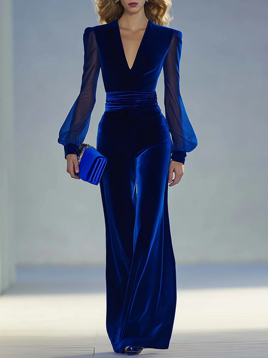Celeste | Women's Velvet Tailored Jumpsuit