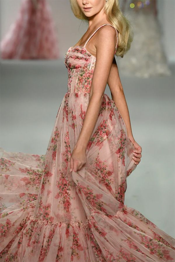 Elysian | Women's Corset Tiered Ruffle Tulle Gown