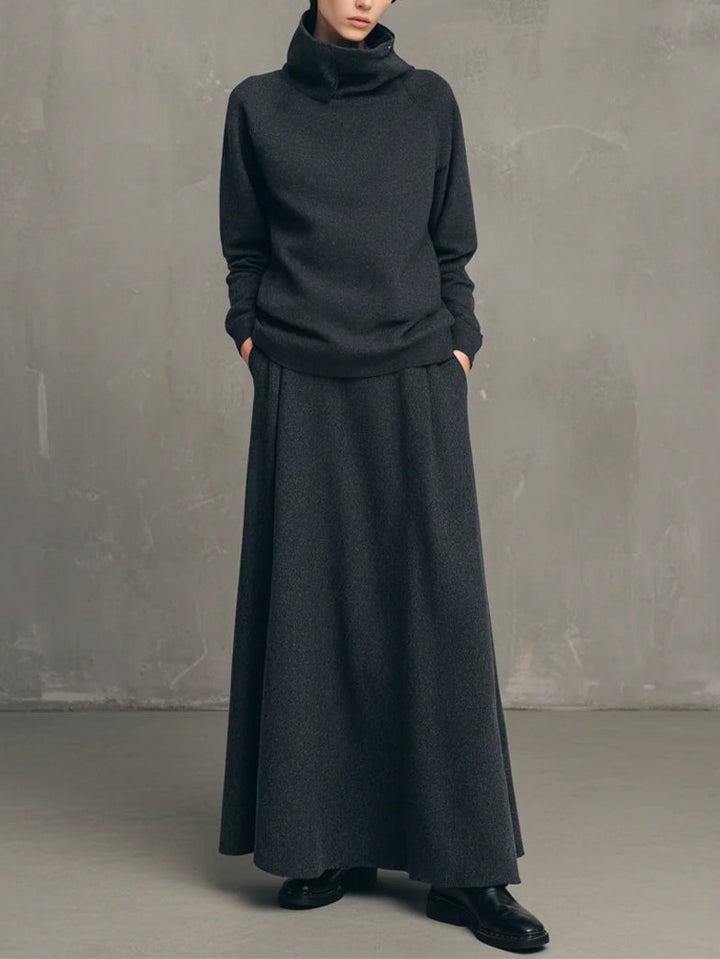 Isla | Women's High-Neck Top and Flared Skirt Set