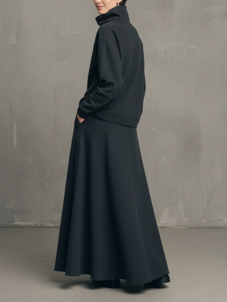 Isla | Women's High-Neck Top and Flared Skirt Set