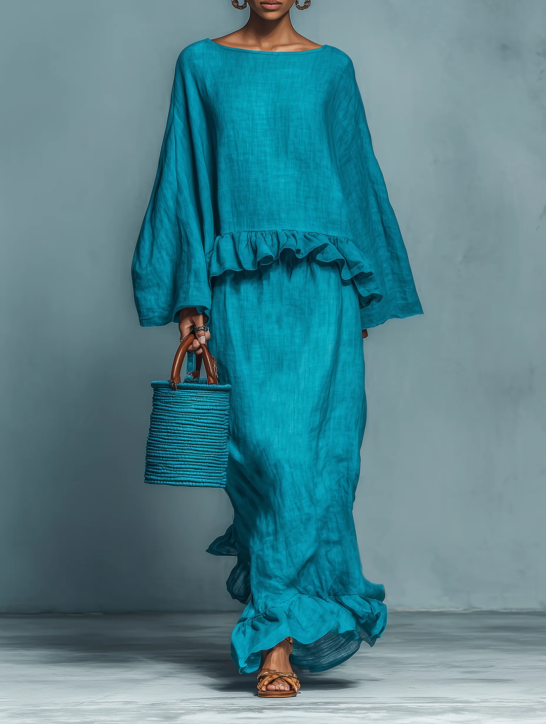 Julia | Women's Ruffled Blouse and Straight Skirt Set