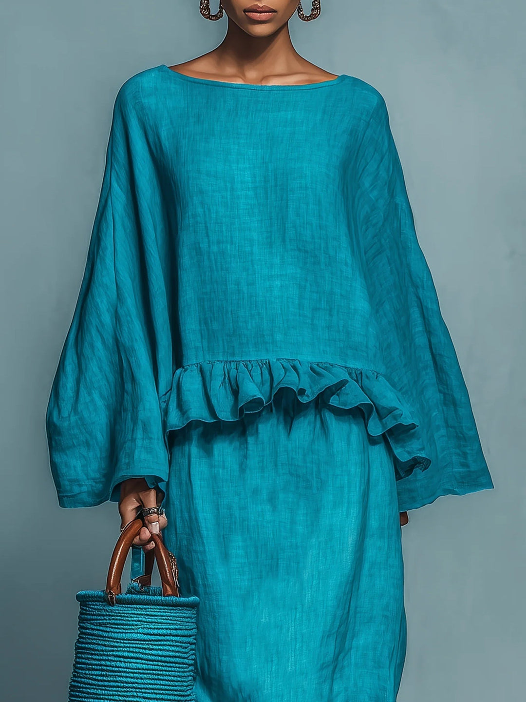 Julia | Women's Ruffled Blouse and Straight Skirt Set