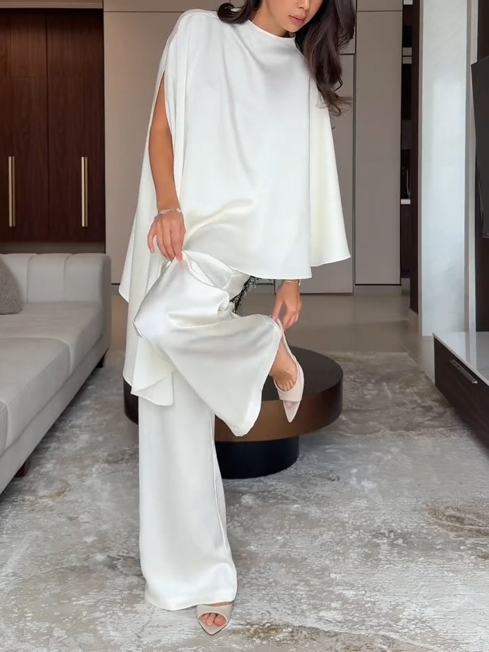 Leah | Women's Satin Top and Pants Set