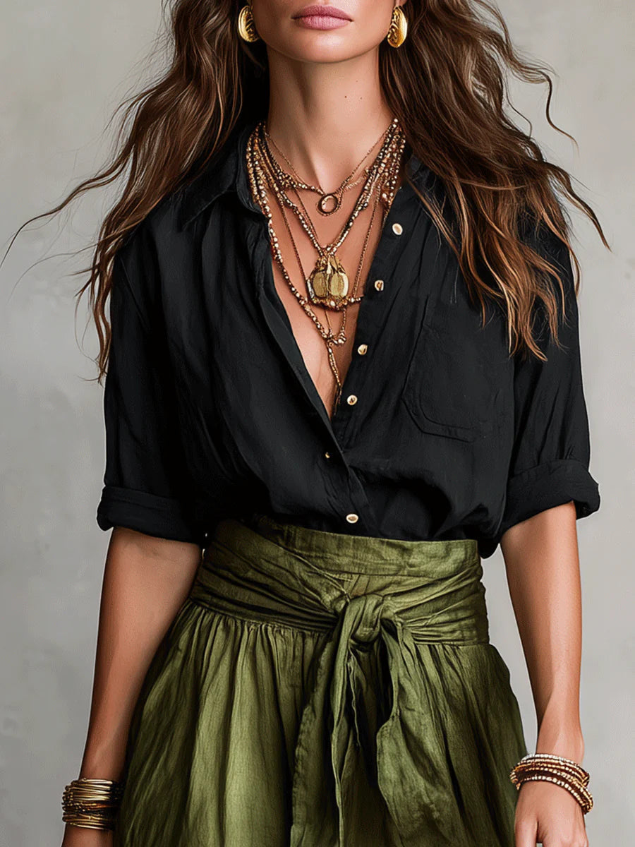 Vera | Women's Long-Sleeve Top and Midi Skirt Set