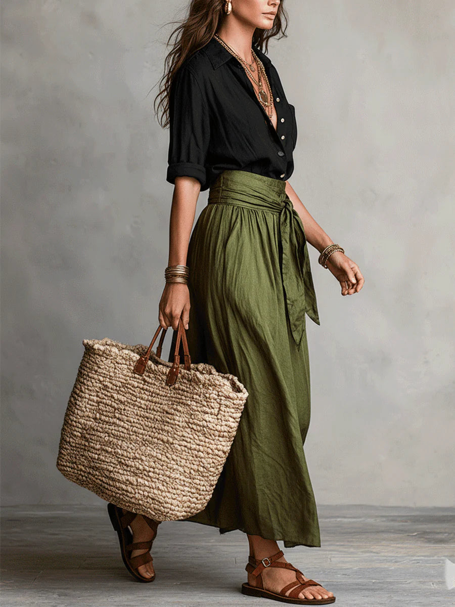 Vera | Women's Long-Sleeve Top and Midi Skirt Set