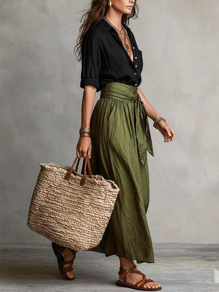 Vera | Women's Long-Sleeve Top and Midi Skirt Set