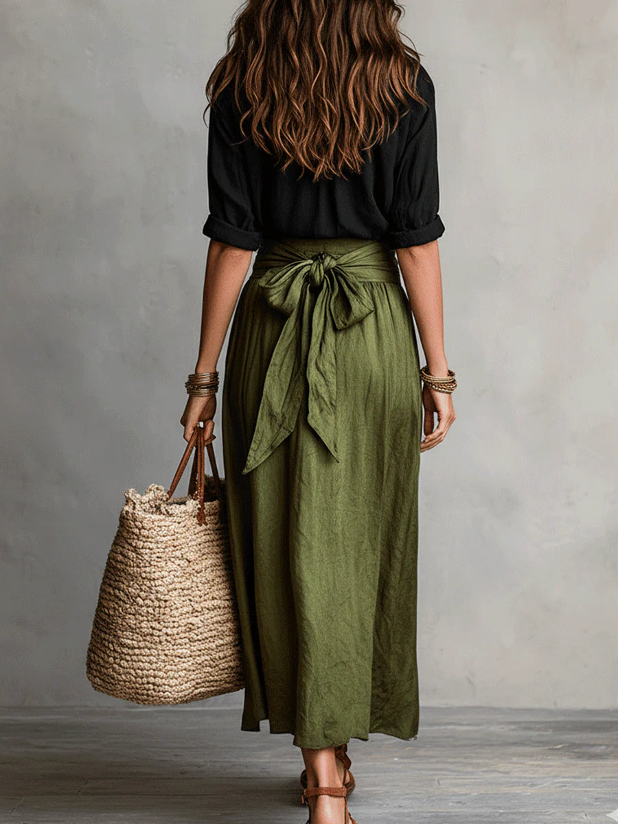 Vera | Women's Long-Sleeve Top and Midi Skirt Set