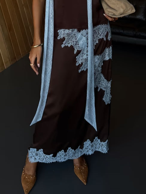 Avalon | Women's Lace Panel Top and Skirt Set