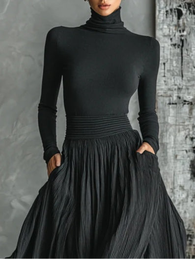 Alison | Women's Turtleneck and Pleated Skirt Set
