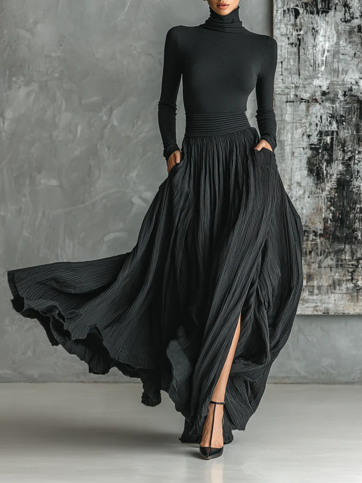 Alison | Women's Turtleneck and Pleated Skirt Set