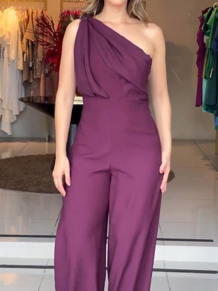 Lavender | Women's One-Shoulder Tailored Jumpsuit
