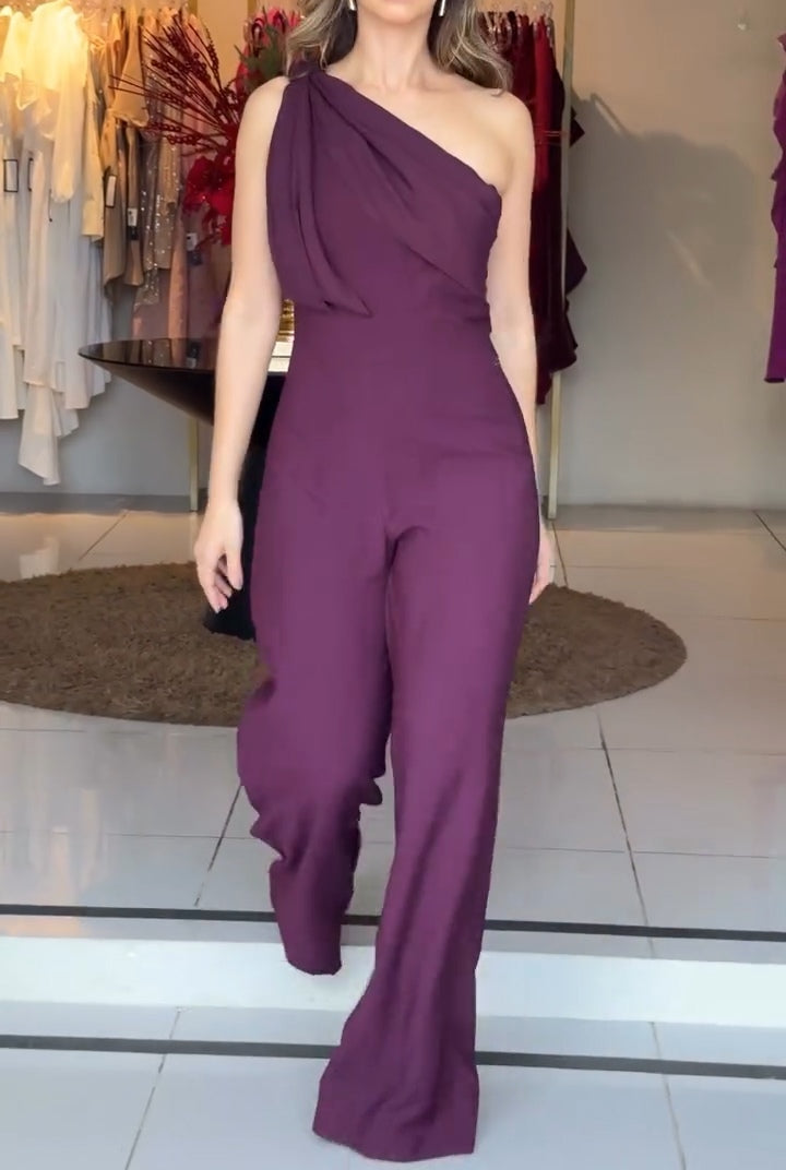 Lavender | Women's One-Shoulder Tailored Jumpsuit