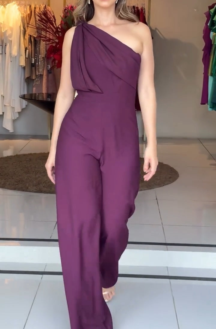 Lavender | Women's One-Shoulder Tailored Jumpsuit