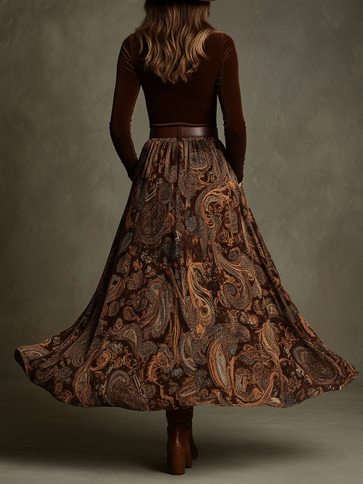 Penelope | Women's Velvet Top and Paisley Maxi Skirt Set