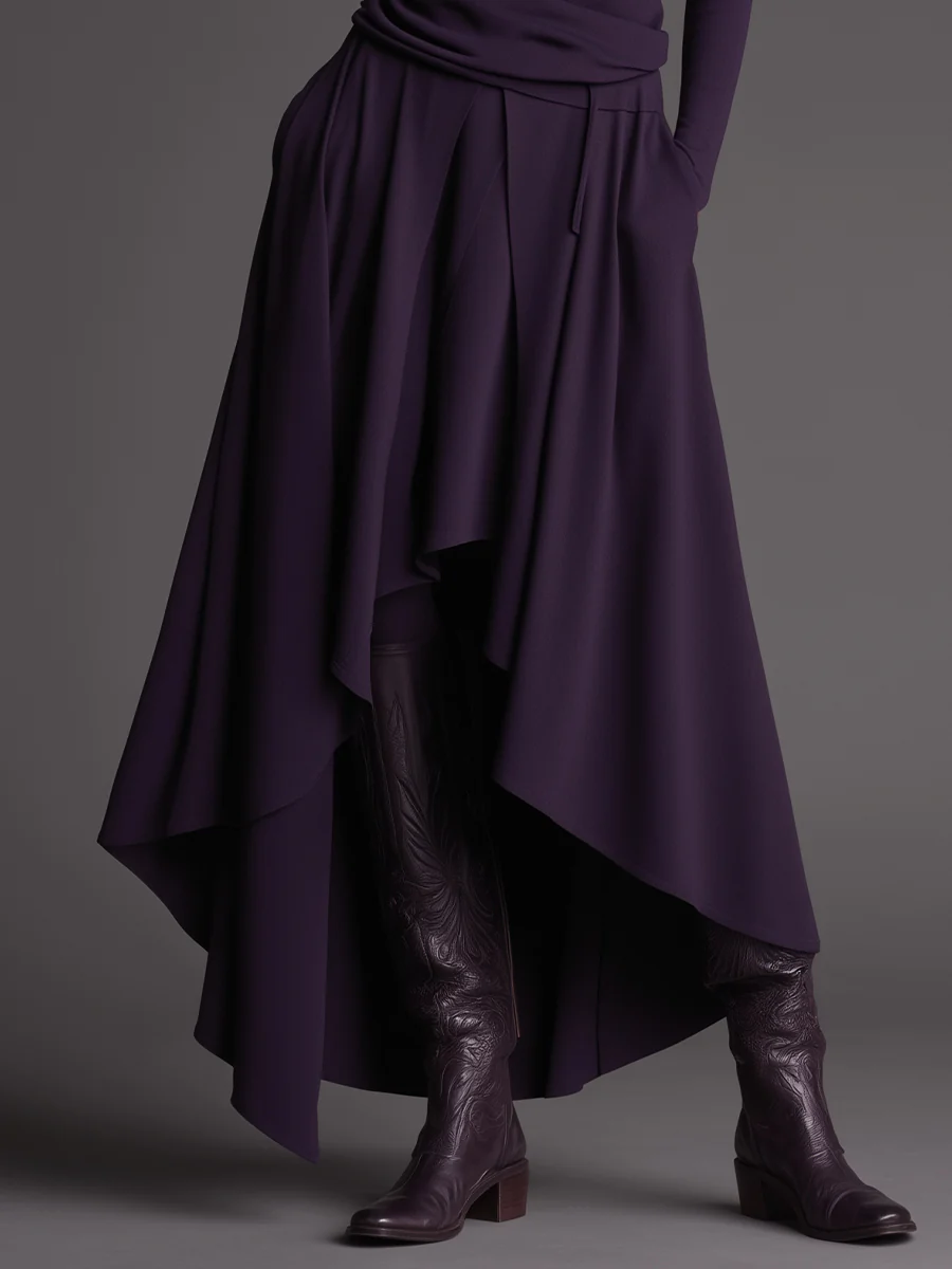 Aria | Women's Turtleneck Top and Asymmetrical Skirt Set