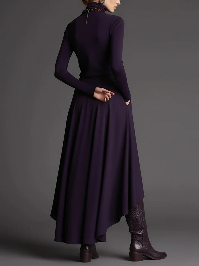 Aria | Women's Turtleneck Top and Asymmetrical Skirt Set