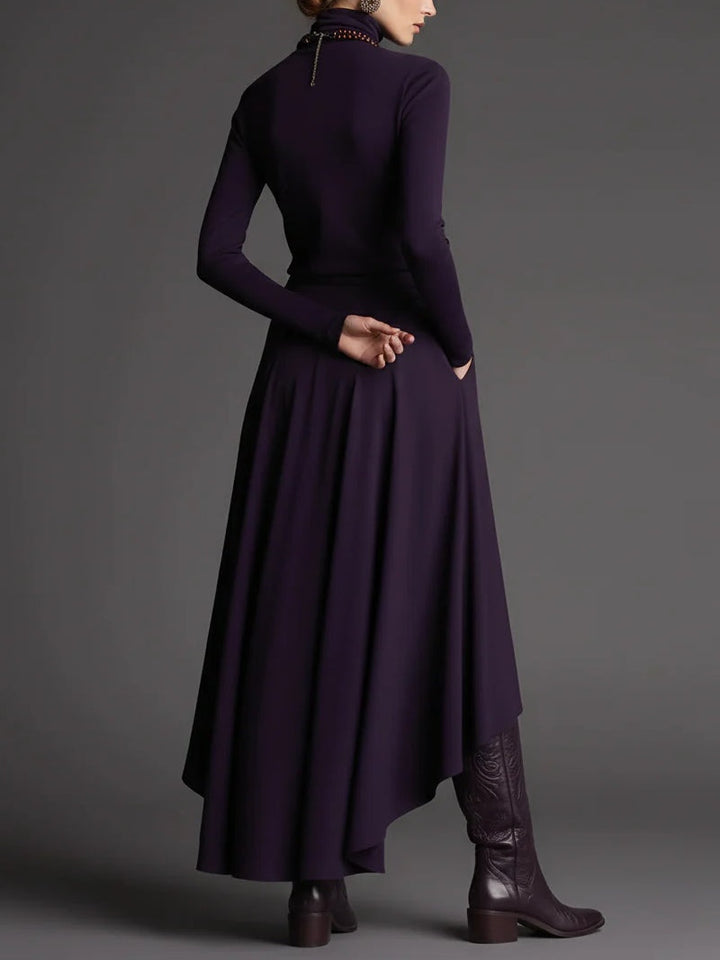 Aria | Women's Turtleneck Top and Asymmetrical Skirt Set