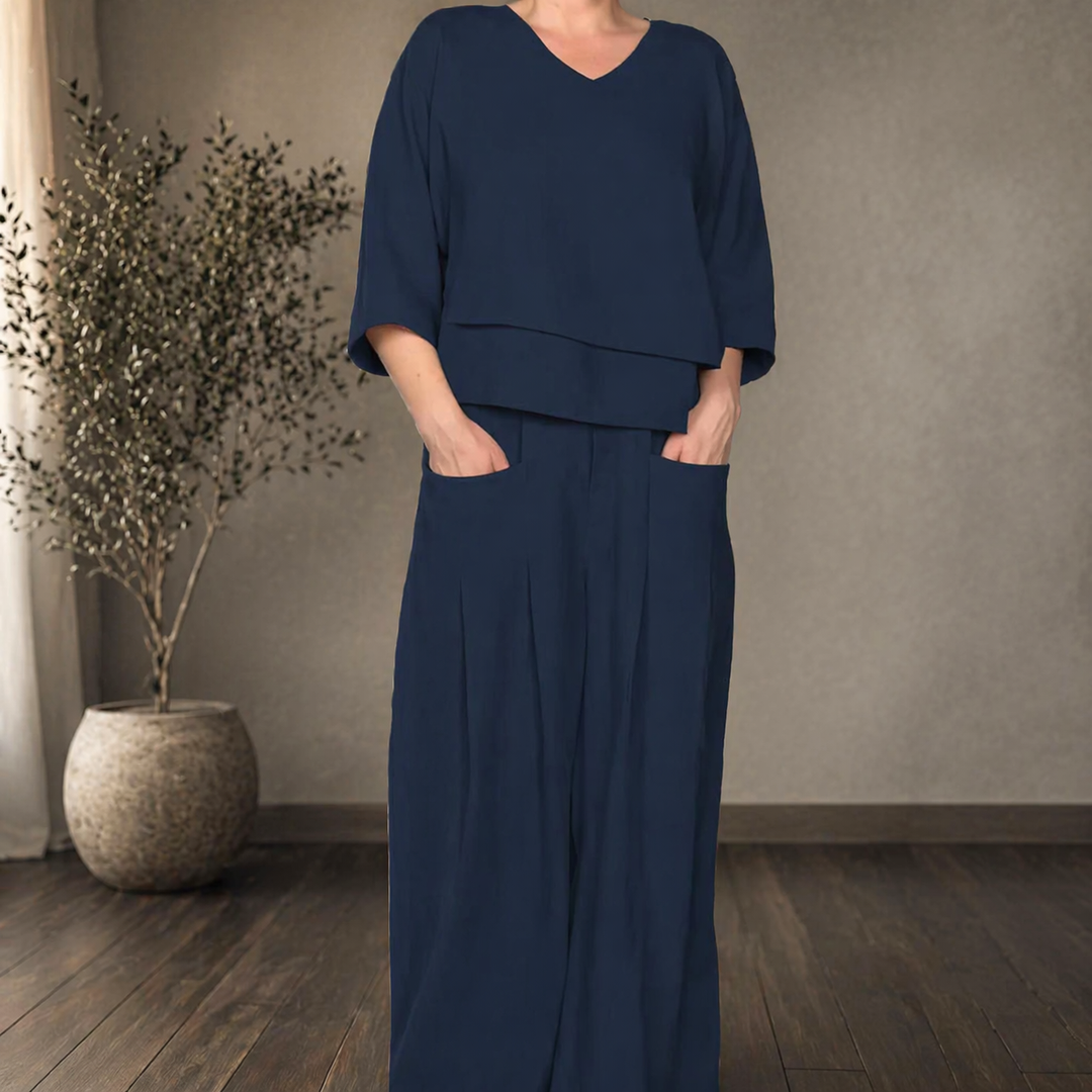 Clara | Women's Wide-Leg Minimalist Two-Piece Set