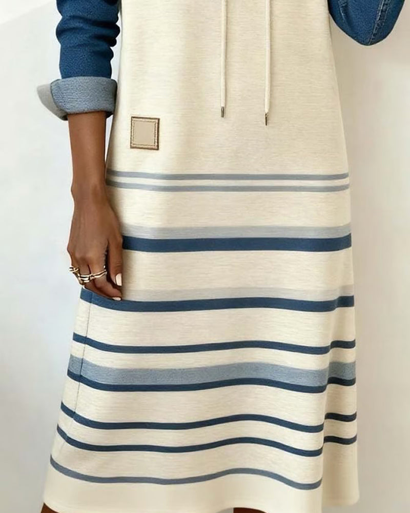 Camila | Women's Striped Hooded Knit Dress
