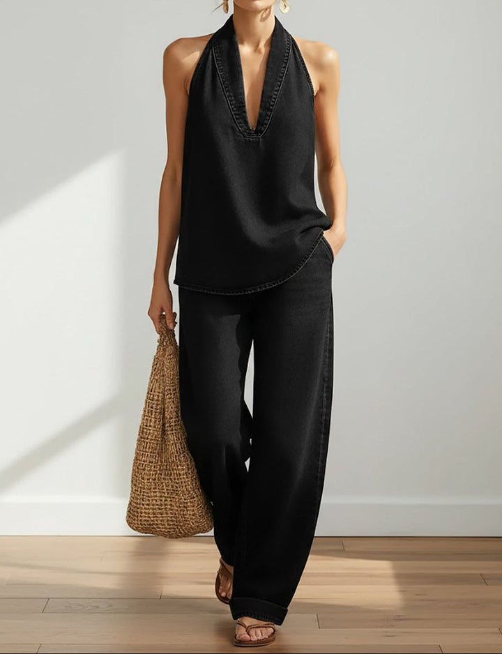Ivy | Women's Vintage Washed Denim Two-Piece Set