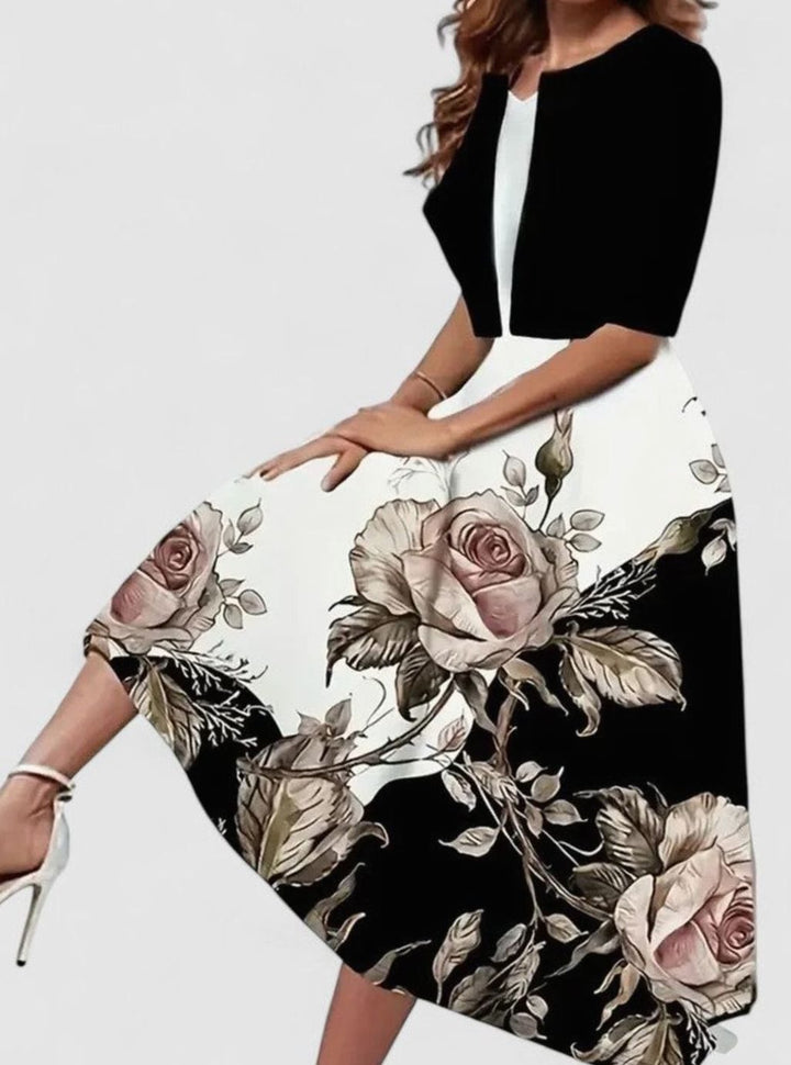 Women's Floral Tailored-Fit Midi Dress Matching Top Set